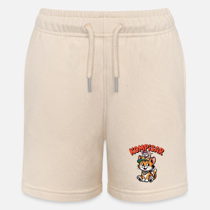 Amici e Amici per Sempre – Gatto e Topo Carini - Pantaloncini sportivi ecologici MINI BOLTER per ragazzi di Stanley/Stella - ecru morbido