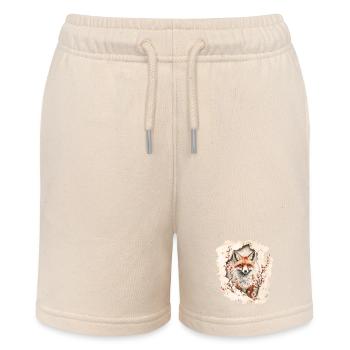 Fox with cherry blossoms - Stanley/Stella MINI BOLTER Organic Teen Jogging Shorts - soft Ecru - Front