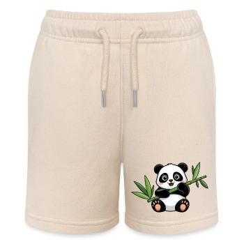 Panda heureux avec bambou - Short bio MINI BOLTER Stanley/Stella Ado - écru doux - Devant