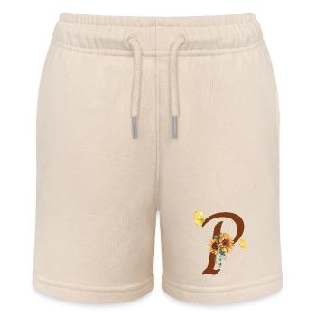 Buchstabe p Sonnenblumenschmetterling - Stanley/Stella Teenager Bio-Joggingshorts MINI BOLTER - Natur - Vorne