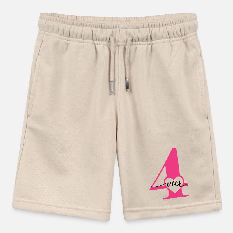 Digit Four 4 with Heart Stanley/Stella MINI BOLTER Organic Teen Jogging Shorts