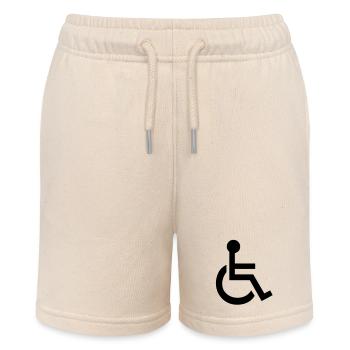 Disabled Wheelchair Symbol - Stanley/Stella MINI BOLTER Organic Teen Jogging Shorts - soft Ecru - Front