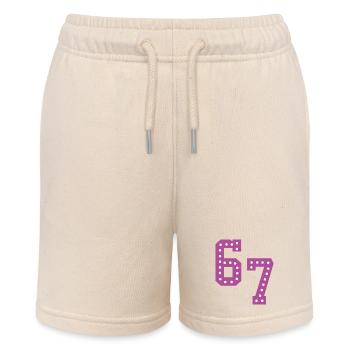 6 7 – Trendy minimalist text design, - Stanley/Stella MINI BOLTER Organic Teen Jogging Shorts - soft Ecru - Front