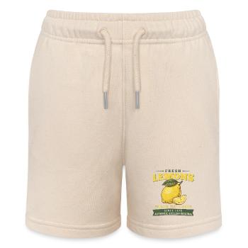 Vintage Zitronen Shirt, Fresh Lemon Retro Style - Stanley/Stella MINI BOLTER Organic Teen Jogging Shorts - soft Ecru - Front