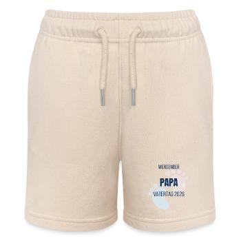 Werdender Papa 2026 Vatertag Ankündigung - Stanley/Stella Teenager Bio-Joggingshorts MINI BOLTER - Natur - Vorne