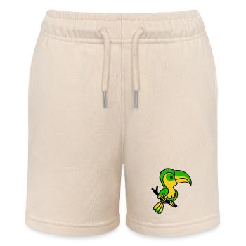 Neon-Tukan in Grün-Gelb - Stanley/Stella Teenager Bio-Joggingshorts MINI BOLTER - Natur - Vorne