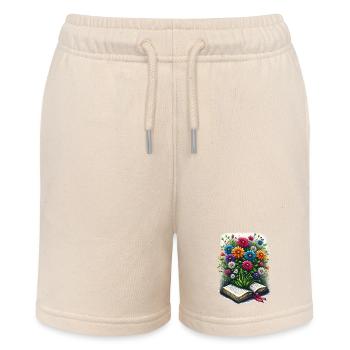 Book lover - Flowers growing from a book - Stanley/Stella MINI BOLTER Organic Teen Jogging Shorts - soft Ecru - Front
