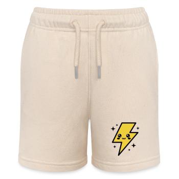 Kawaii lightning bolt with expressive face - Stanley/Stella MINI BOLTER Organic Teen Jogging Shorts - soft Ecru - Front