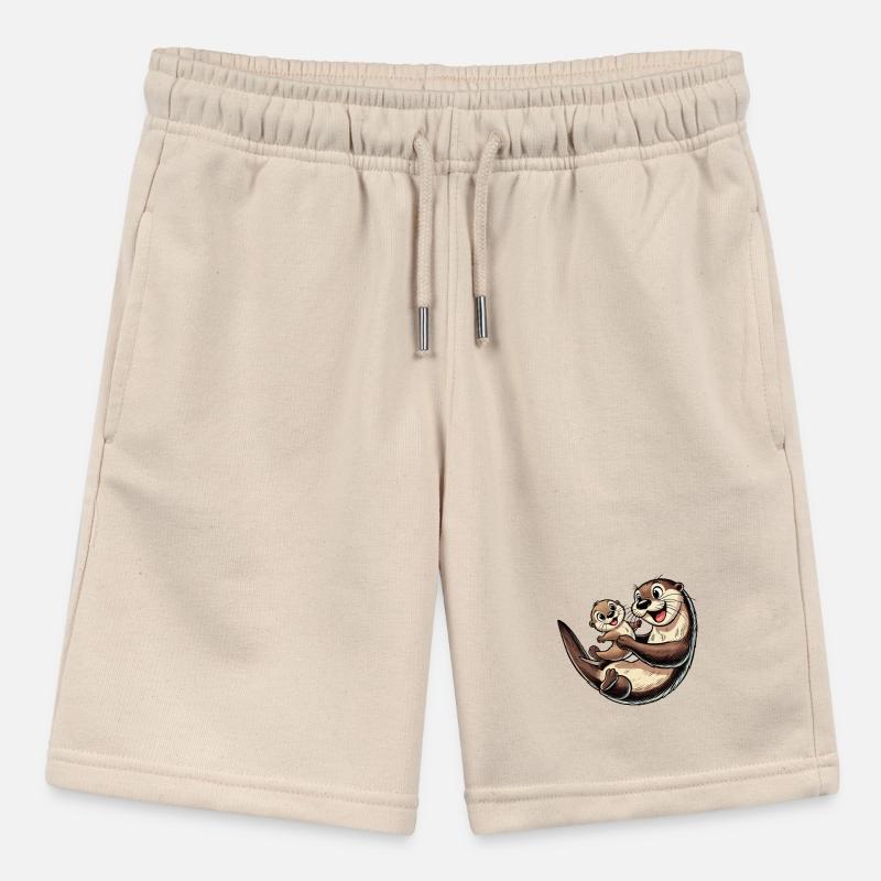 Fischotter-Mutter mit herumtollendem Kind Stanley/Stella Teenager Bio-Joggingshorts MINI BOLTER