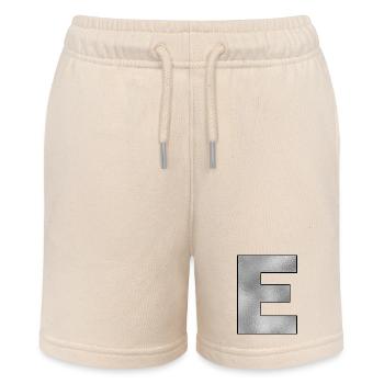 Letter E Silver - Stanley/Stella MINI BOLTER Organic Teen Jogging Shorts - soft Ecru - Front