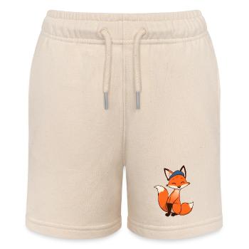 Chill Fox mit blauem Stirnband - Stanley/Stella Teenager Bio-Joggingshorts MINI BOLTER - Natur - Vorne
