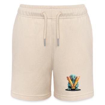 Gefiederte Kreatur mit dem Buchstaben V - Stanley/Stella Teenager Bio-Joggingshorts MINI BOLTER - Natur - Vorne