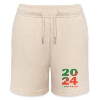 Geboren in 2024, limited Edition Strampler - Stanley/Stella Teenager Bio-Joggingshorts MINI BOLTER - Natur - Vorne