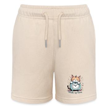 Es ist Zeit aufzuwachen, Katzenhumor! - Stanley/Stella Teenager Bio-Joggingshorts MINI BOLTER - Natur - Vorne