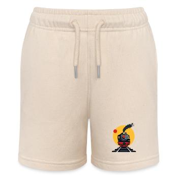 Railway Drawing - Stanley/Stella MINI BOLTER Organic Teen Jogging Shorts - soft Ecru - Front