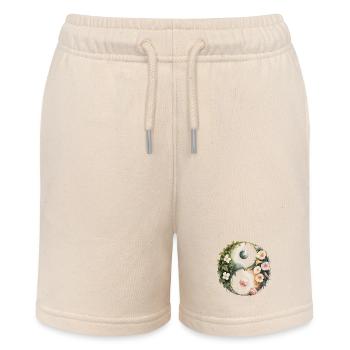 Blumen Yin Yang | Botanische Harmoniekunst - Stanley/Stella Teenager Bio-Joggingshorts MINI BOLTER - Natur - Vorne