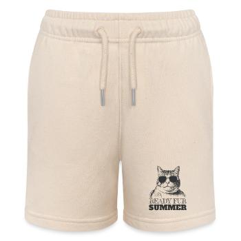 Cool Cat in sunglasses ready for summer - Stanley/Stella MINI BOLTER Organic Teen Jogging Shorts - soft Ecru - Front