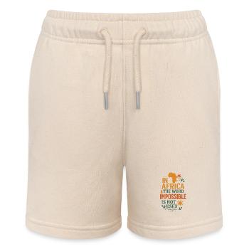 Afrika stärken – inspirierendes Zitat-Design - Stanley/Stella Teenager Bio-Joggingshorts MINI BOLTER - Natur - Vorne