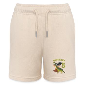 5 Jahre alter Geburtstag Junge Dino Volcano - 5. - Stanley/Stella Teenager Bio-Joggingshorts MINI BOLTER - Natur - Vorne