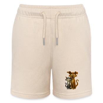 Expressive Cartoon Pets Illustration - Stanley/Stella MINI BOLTER Organic Teen Jogging Shorts - soft Ecru - Front