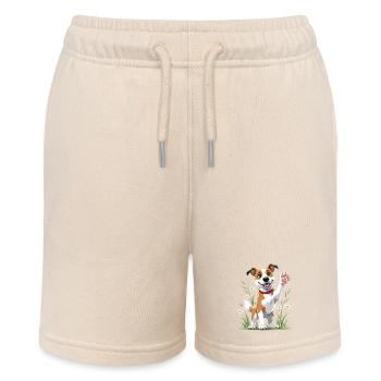 Fröhlicher Hund im Feld - Stanley/Stella Teenager Bio-Joggingshorts MINI BOLTER - Natur - Vorne