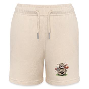 Confident sloth with companion friends - Stanley/Stella MINI BOLTER Organic Teen Jogging Shorts - soft Ecru - Front