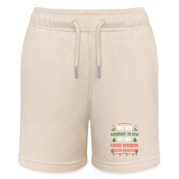 Mit mir verwandt zu sein einziges Geschenk - Stanley/Stella Teenager Bio-Joggingshorts MINI BOLTER - Natur - Vorne