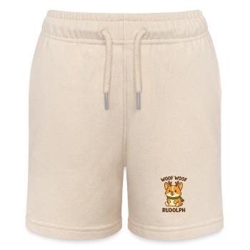 Cute Kawaii Christmas Corgi – Woof Woof Rudolph - Stanley/Stella MINI BOLTER Organic Teen Jogging Shorts - soft Ecru - Front