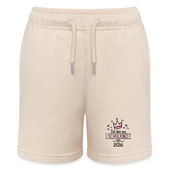 Schulkind Kronen-Design mit Herzen - Stanley/Stella Teenager Bio-Joggingshorts MINI BOLTER - Natur - Vorne