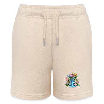 Blumenwasserfall Kaleidoskop - Stanley/Stella Teenager Bio-Joggingshorts MINI BOLTER - Natur - Vorne