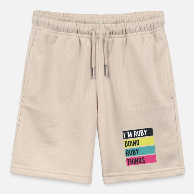 Ich bin Ruby und mache Rubin-Dinge in Retro-Farben Stanley/Stella Teenager Bio-Joggingshorts MINI BOLTER