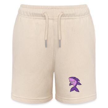 Lila Hai Cartoon-Grinsen - Stanley/Stella Teenager Bio-Joggingshorts MINI BOLTER - Natur - Vorne
