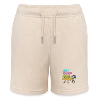 Eat Sleep Ride Repeat Neon Pferd Reitsport - Stanley/Stella Teenager Bio-Joggingshorts MINI BOLTER - Natur - Vorne