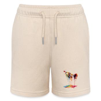 Trumpet with dripping paint - Stanley/Stella MINI BOLTER Organic Teen Jogging Shorts - soft Ecru - Front