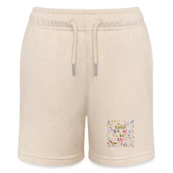 Keep Calm And Be Kind Folk Art Floral - Stanley/Stella MINI BOLTER Organic Teen Jogging Shorts - soft Ecru - Front