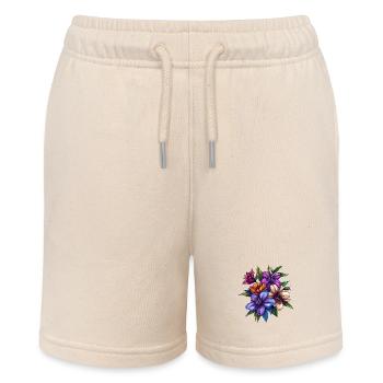 Tropical Flower Bouquet – Colour Explosion - Stanley/Stella MINI BOLTER Organic Teen Jogging Shorts - soft Ecru - Front
