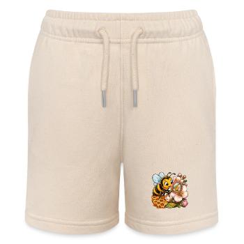 abeille, apiculteur, nid d’abeille, fleurs, insecte des prairies, - Short bio MINI BOLTER Stanley/Stella Ado - écru doux - Devant