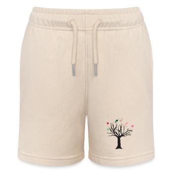 Baum mit Herzen tree with hearts - Stanley/Stella Teenager Bio-Joggingshorts MINI BOLTER - Natur - Vorne