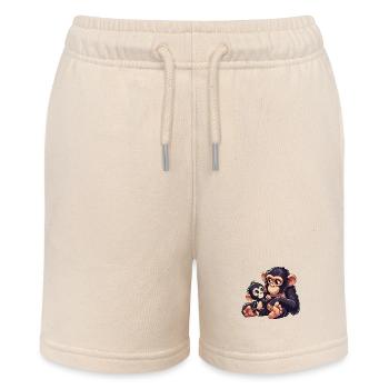 chimpanzee mother with child - Stanley/Stella MINI BOLTER Organic Teen Jogging Shorts - soft Ecru - Front