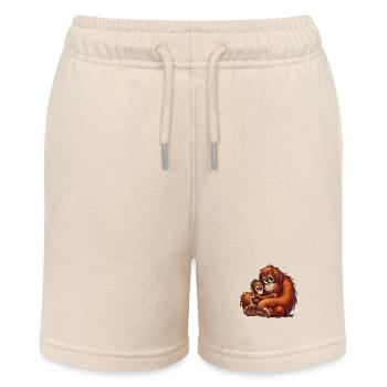 Orangutan mother with child - Stanley/Stella MINI BOLTER Organic Teen Jogging Shorts - soft Ecru - Front