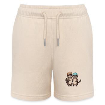 Zwei süße Fischotter Buddies Kumpels für immer - Stanley/Stella Teenager Bio-Joggingshorts MINI BOLTER - Natur - Vorne