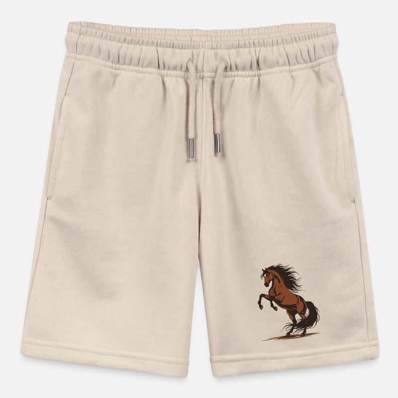 Demonstration eines wilden Reithengstes mit springendem Pferd Stanley/Stella Teenager Bio-Joggingshorts MINI BOLTER