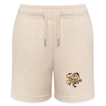 Velociraptor mother and child frolicking - Stanley/Stella MINI BOLTER Organic Teen Jogging Shorts - soft Ecru - Front