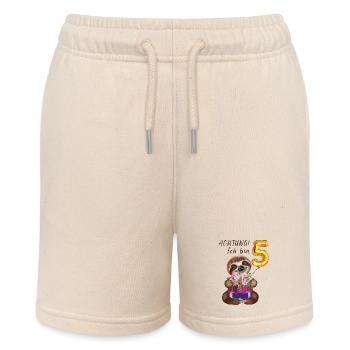 Ich bin Fünf Faultier zum 5. Geburtstag - Stanley/Stella Teenager Bio-Joggingshorts MINI BOLTER - Natur - Vorne