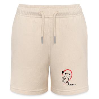 Katze mit der Aufschrift Liebe halbes Herz - Stanley/Stella Teenager Bio-Joggingshorts MINI BOLTER - Natur - Vorne