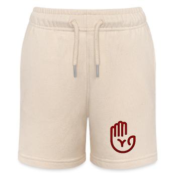Red Minimal Handprint - Stanley/Stella MINI BOLTER Organic Teen Jogging Shorts - soft Ecru - Front