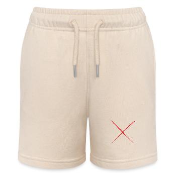 Red X - St. Andrew's Cross Grunge Style red - Stanley/Stella MINI BOLTER Organic Teen Jogging Shorts - soft Ecru - Front