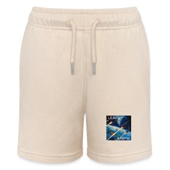 Retro Style Poster Space Travel "Leave Earth" - Stanley/Stella MINI BOLTER Organic Teen Jogging Shorts - soft Ecru - Front