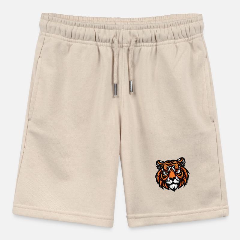 Ein grimmiges Tiger-Maskottchen entblößt seine mächtigen Reißzähne. Oder Stanley/Stella Teenager Bio-Joggingshorts MINI BOLTER