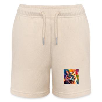 Katze farbig 1 - Stanley/Stella Teenager Bio-Joggingshorts MINI BOLTER - Natur - Vorne